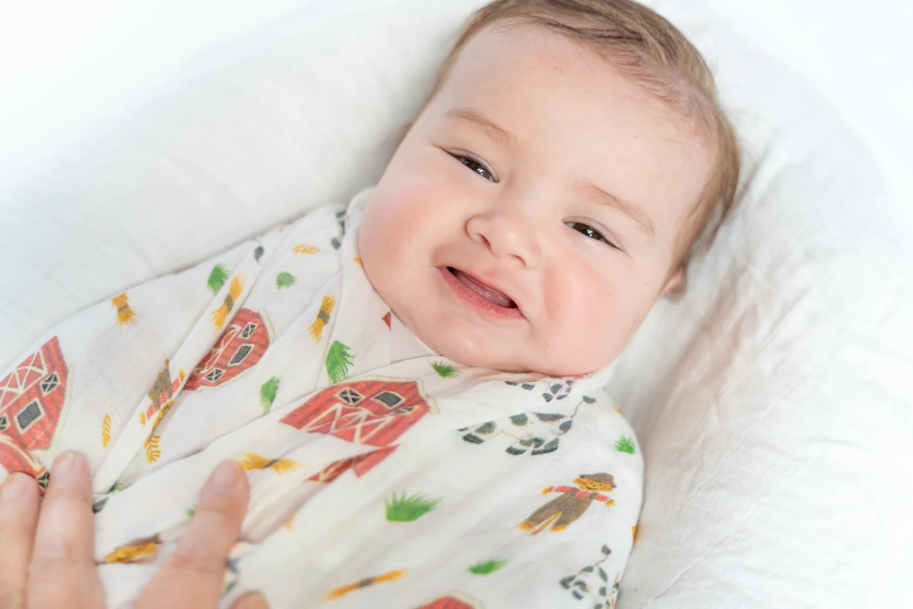 Farm pattern Mama Cookie bamboo muslin swaddle blanket set photo 4